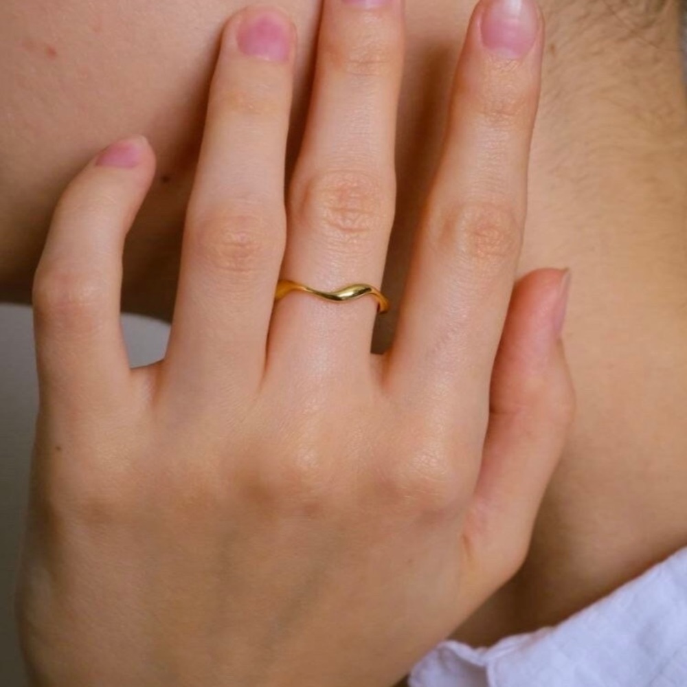 Gold Irregular Wave Adjustable Ring - image 3